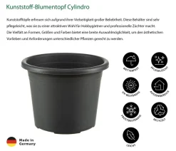 Dehner Kunststoff-Blumentopf Cylindro, rund Anthrazit Hot
