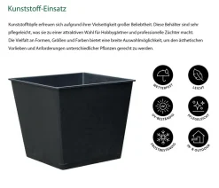 Dehner Blumentöpfe & Übertöpfe - Kunststoff-Einsatz, eckig, Schwarz