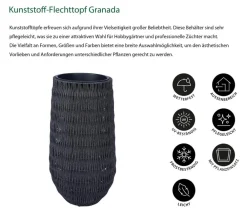 Dehner Kunststoff-Flechttopf Granada, rund, Schwarz Best