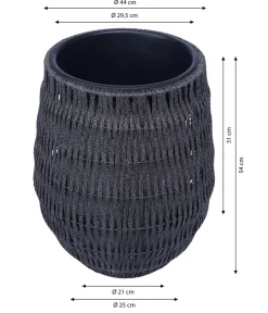 Dehner Blumentöpfe & Übertöpfe - Kunststoff-Flechttopf Granada, rund, Schwarz