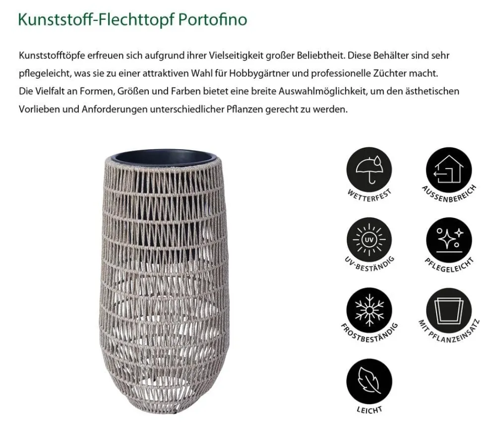 Dehner Blumentöpfe & Übertöpfe > Kunststoff-Flechttopf Portofino, rund, braun