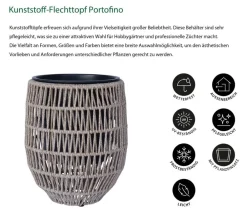 Dehner Blumentöpfe & Übertöpfe - Kunststoff-Flechttopf Portofino, rund, braun