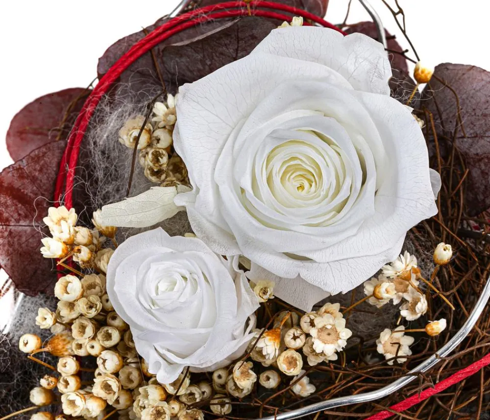 Dehner Konservierte Rosen > Kunststoff-Herz mit Longlife-Rose Valentin, , ca. B18/H20/T20 cm