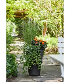 Dehner Vasen|Blumentöpfe & Übertöpfe > Kunststoff-Pflanzvase Capri, konisch, anthrazit, ca. B35/H55/T35 cm