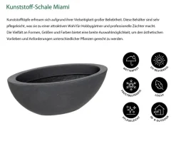 Dehner Blumenampeln & -Schalen > Kunststoff-Schale Miami, oval, anthrazit, ca. B52/H20/T23 cm
