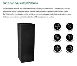 Dehner Kunststoff-Säulentopf Palermo, quadratisch Dunkelgrau