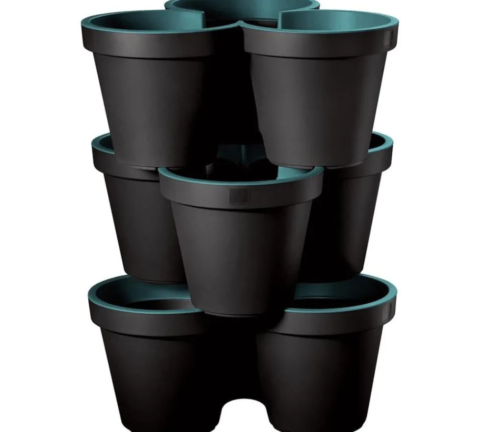 Dehner Kunststoff-Säulentopf Portland, rund, , ca. Ø43/H58 cm, 3er-Set Türkis Outlet