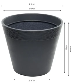 Dehner Pflanzkübel & Blumenkästen|Blumentöpfe & Übertöpfe - Kunststoff-Topf Groovy, konisch, Anthrazit
