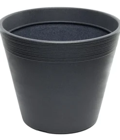 Dehner Pflanzkübel & Blumenkästen|Blumentöpfe & Übertöpfe - Kunststoff-Topf Groovy, konisch, Anthrazit