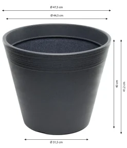 Dehner Pflanzkübel & Blumenkästen|Blumentöpfe & Übertöpfe - Kunststoff-Topf Groovy, konisch, Anthrazit