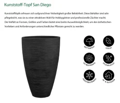 Dehner Kunststoff-Topf San Diego, konisch, anthrazit Dunkelgrau Outlet