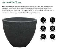 Dehner Blumentöpfe & Übertöpfe - Kunststoff-Topf Stone, konisch, anthrazit Dunkelgrau