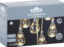 Dehner Laternen & Dekoleuchten - LED-Glühbirnen, 5 Stück am Strang, 15 LEDs, , ca. L70 cm