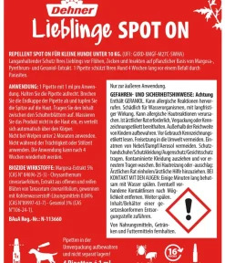 Dehner Lieblinge Ungezieferschutz|Hundepflege & Hygiene > Floh- und Zeckenschutz Spot On für kleine Hunde, 4 x 1 ml