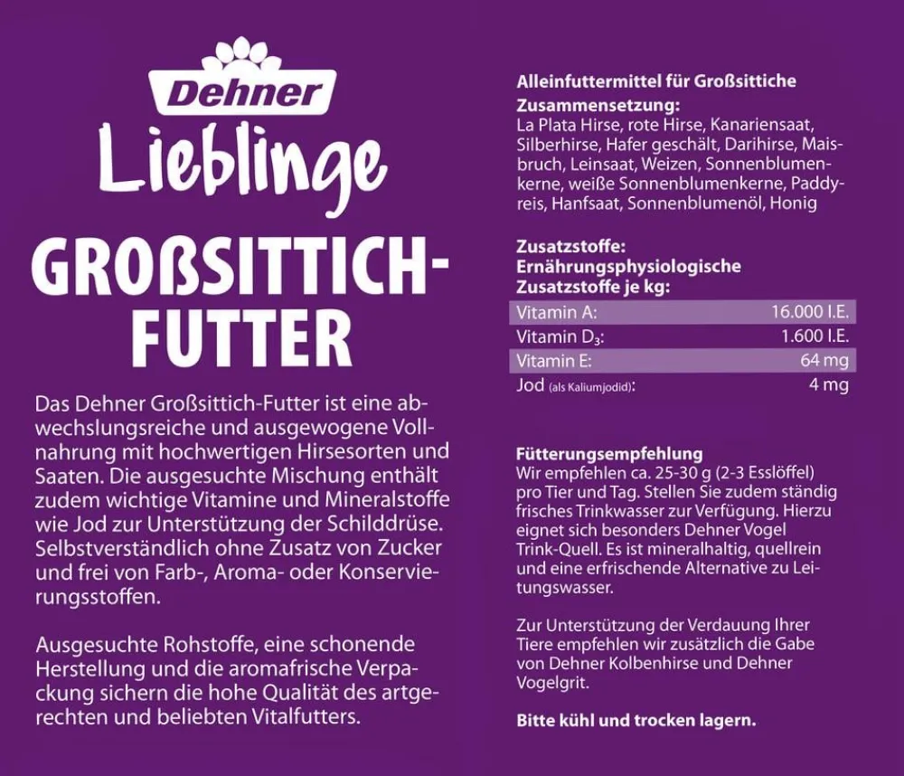 Dehner Lieblinge Vogelfutter & Snacks - Großsittich-Futter