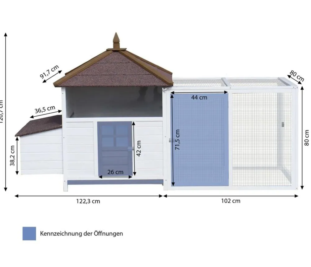 Dehner Lieblinge Bauernhof Zubehör|Hühnerställe > Hühnerstall Florenz mit Freilauf, /braun, ca. B224,3/H120,7/T91,7 cm