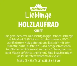 Dehner Lieblinge Nagerspielzeug - Holzlaufrad Shift, ca. B21/23,5/T12 cm Natur