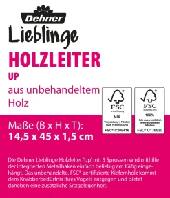 Dehner Lieblinge Mehr Vogelzubehör > Holzleiter up, ca. B14,5/H45/T1,5 cm