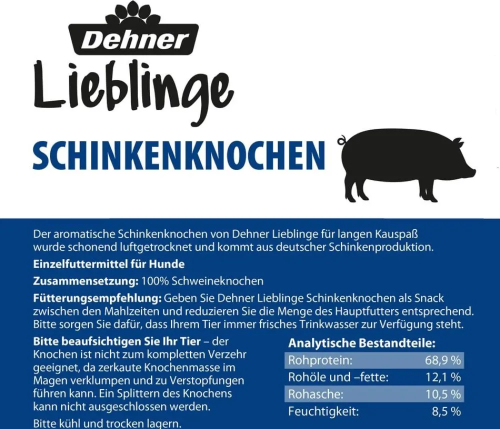 Dehner Lieblinge Hundesnack Schinkenknochen, groß New