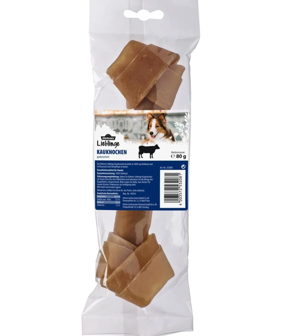 Dehner Lieblinge Hundeleckerlies - Hundesnack Kauknochen, geknotet, 80 g