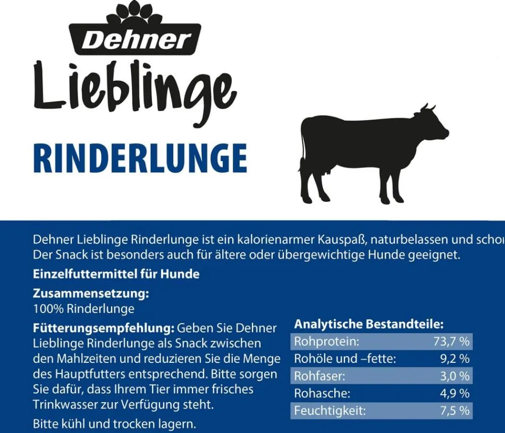 Dehner Lieblinge Hundeleckerlies > Hundesnack Rinderlunge, 500 g