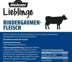Dehner Lieblinge Hundeleckerlies - Hundesnack Rindergaumenfleisch, 400 g