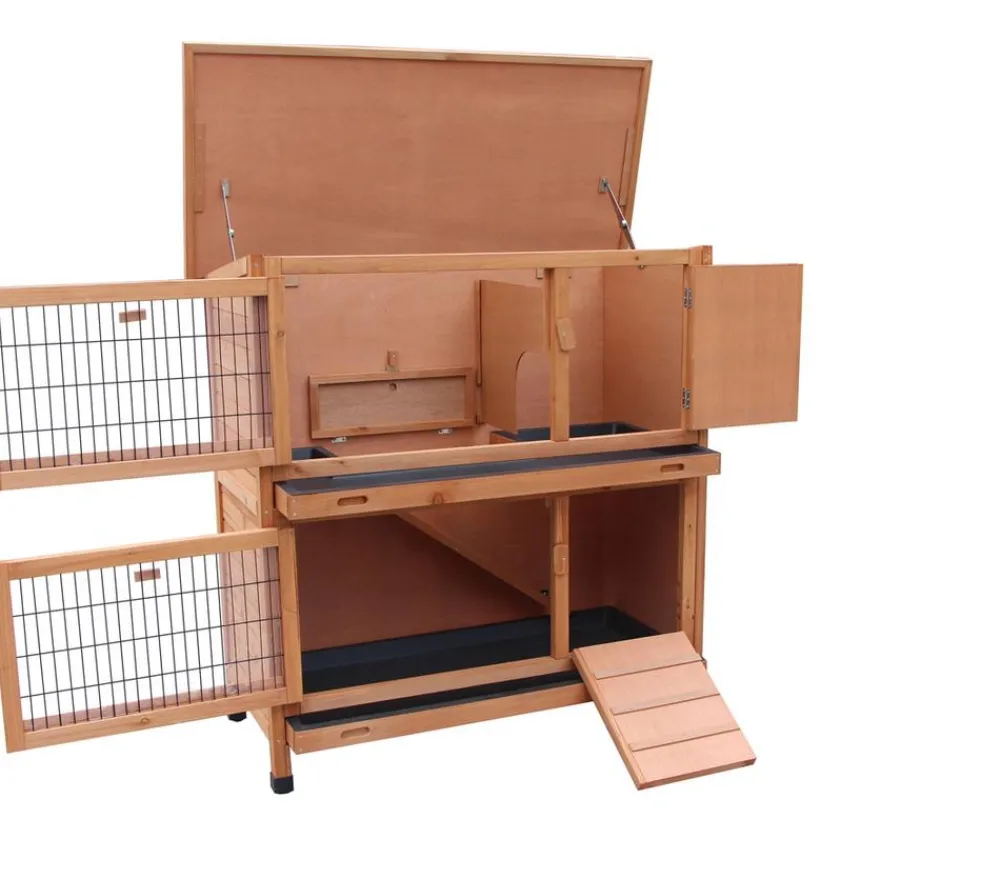 Dehner Lieblinge Kaninchenstall Original mit Wärmedämmung, ca. B114/H116/T57 cm Hellbraun