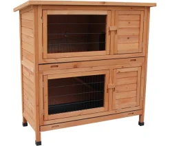 Dehner Lieblinge Kaninchenstall Original mit Wärmedämmung, ca. B114/H116/T57 cm Hellbraun