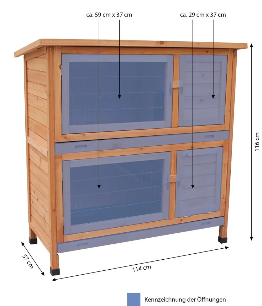 Dehner Lieblinge Kaninchenstall Original mit Wärmedämmung, ca. B114/H116/T57 cm Hellbraun