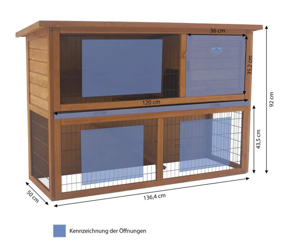 Dehner Lieblinge Kaninchenstall & Hasenstall > Kaninchenstall Hoppel, ca. B136,4/H92/T50 cm