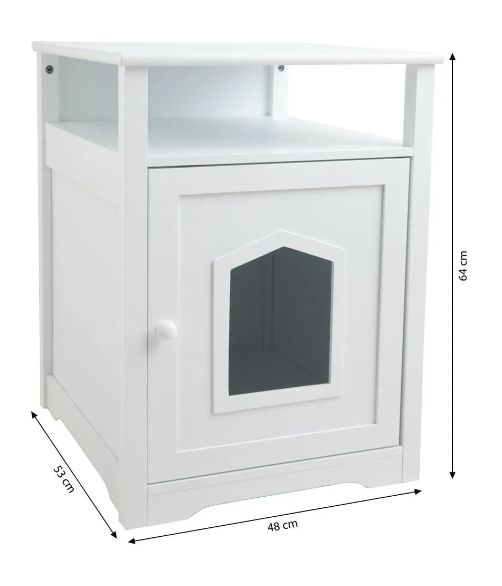 Dehner Lieblinge Katzenklo|Katzenhöhlen - Katzenschrank Emi, ca. B48/H64/T53 cm Weiß