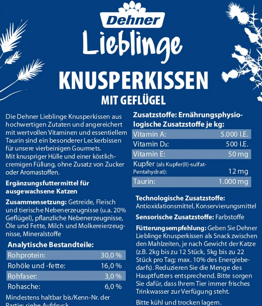 Dehner Lieblinge Katzenleckerlies & Getränke > Katzensnack Knusperkissen, 60 g