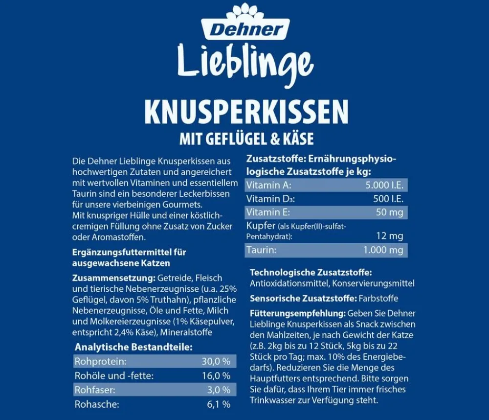 Dehner Lieblinge Katzensnack Knusperkissen, 60 g Best