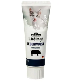Dehner Lieblinge Katzenleckerlies & Getränke - Katzensnack Leberwurst mit Hanföl, 75 g