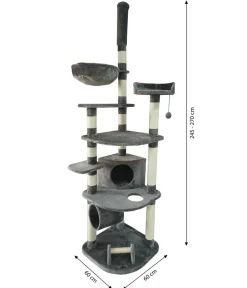 Dehner Lieblinge Kratzbäume & Kratzmöbel - Kratzbaum Tabby, ca. B60/H245-270/T60 cm Grau