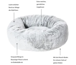 Dehner Lieblinge Kuschelbett Tender, rund, grau Hellgrau New
