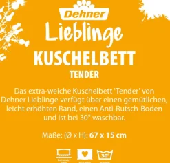 Dehner Lieblinge Hundebetten & Körbe|Katzenbetten & Katzenkissen - Kuschelbett Tender, rund, grau Hellgrau