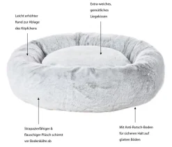 Dehner Lieblinge Hundebetten & Körbe|Katzenbetten & Katzenkissen - Kuschelbett Tender, rund, grau Hellgrau