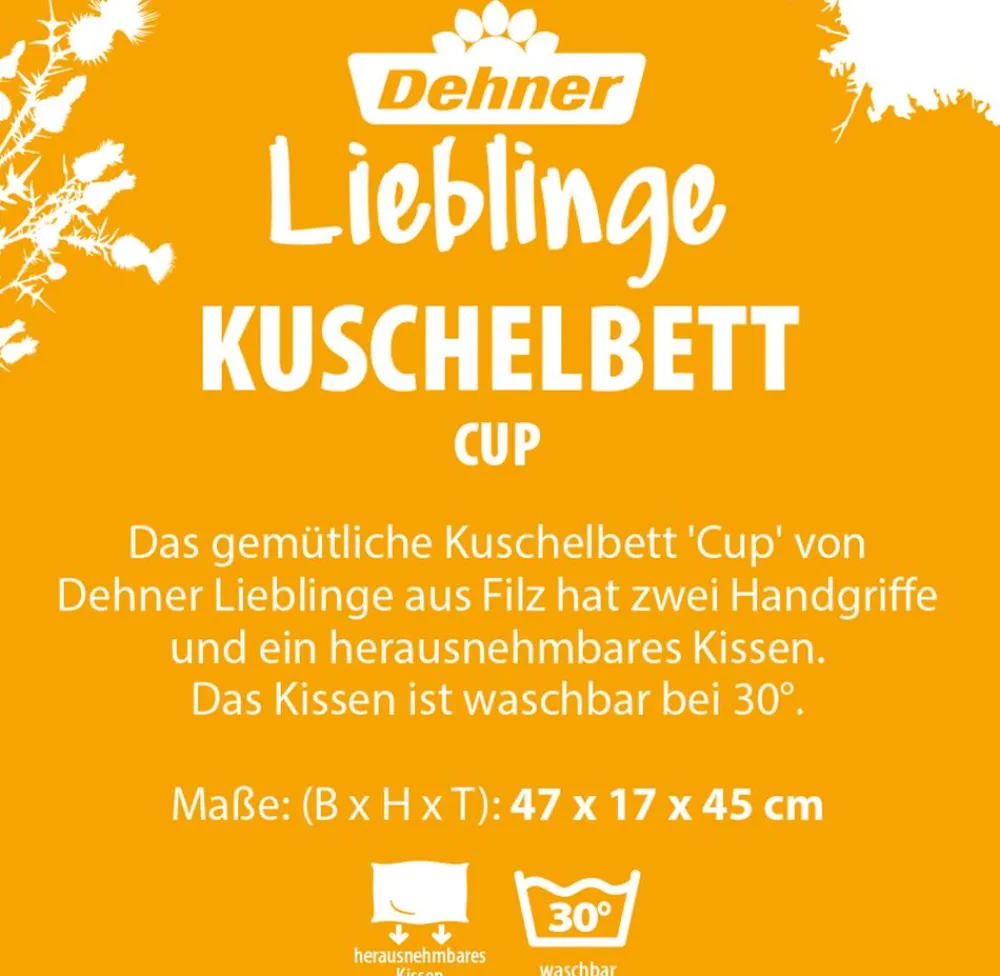 Dehner Lieblinge Hundebetten & Körbe|Katzenbetten & Katzenkissen - Kuschebett Ea, rechteckig Braun