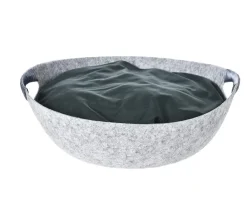 Dehner Lieblinge Kuschelbett Cup, grau/grün, rund, ca. B47/H17/T45 cm Sale