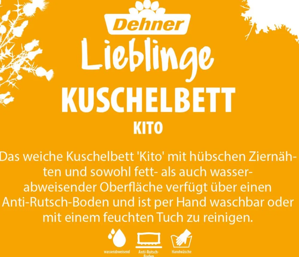 Dehner Lieblinge Hundebetten & Körbe|Katzenbetten & Katzenkissen - Kuchebett Kito, rechteckig, grau Fenstergrau
