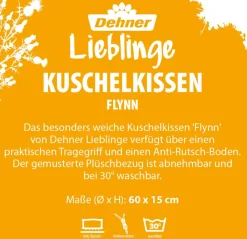 Dehner Lieblinge Kuschelkissen Flynn, rund, ca. Ø60/H15 cm Weiß Outlet