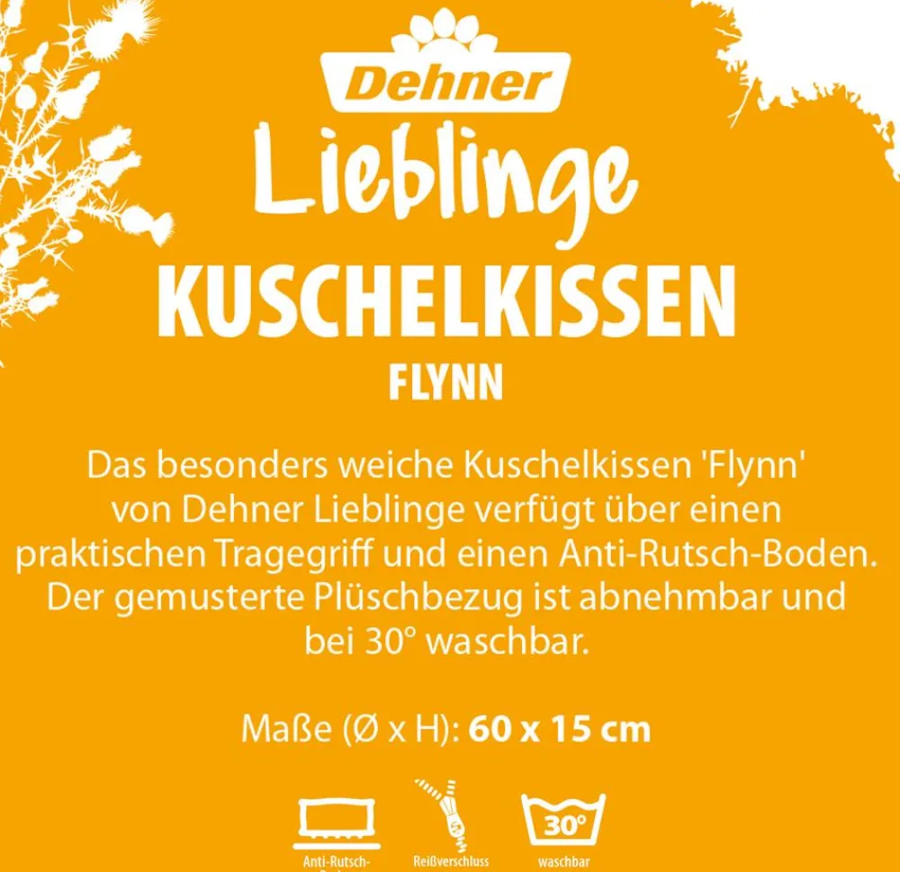 Dehner Lieblinge Kuschelkissen Flynn, rund, ca. Ø60/H15 cm Weiß Outlet