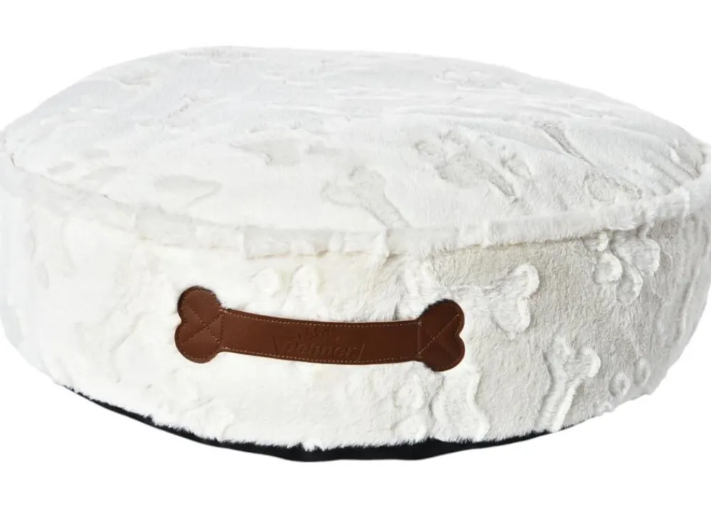 Dehner Lieblinge Kuschelkissen Flynn, rund, ca. Ø60/H15 cm Weiß Outlet