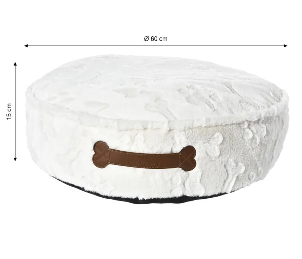 Dehner Lieblinge Kuschelkissen Flynn, rund, ca. Ø60/H15 cm Weiß Outlet