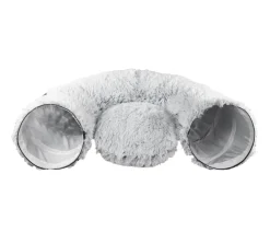 Dehner Lieblinge Katzenspielzeug|Katzenbetten & Katzenkissen - Kuscheltunnel 2 in 1 Gamble & Relax, ca. Ø85/H25 cm Grau