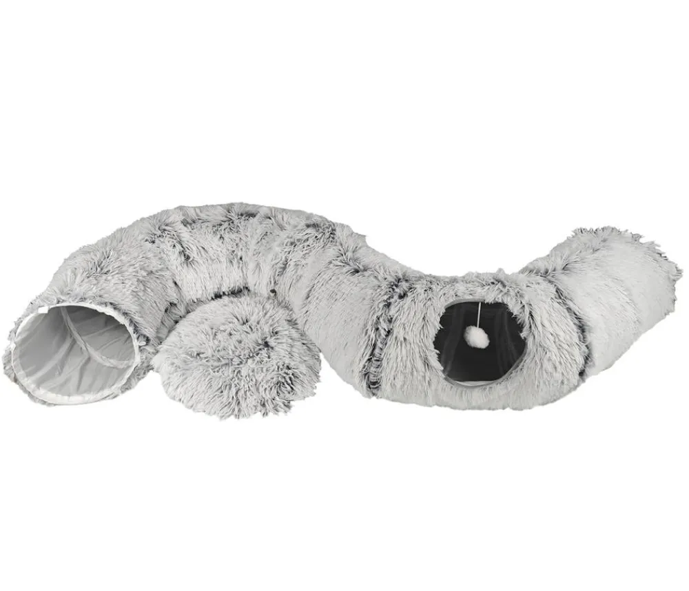 Dehner Lieblinge Katzenspielzeug|Katzenbetten & Katzenkissen - Kuscheltunnel 2 in 1 Gamble & Relax, ca. Ø85/H25 cm Grau