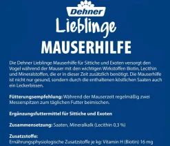 Dehner Lieblinge Vogelfutter & Snacks - Mauserhilfe für Sittiche und Exoten, 20 g