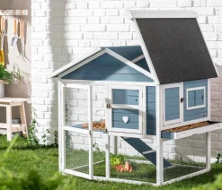 Dehner Lieblinge Kaninchenstall & Hasenstall - Nagerheim Castel, , ca. B106/H108/T103 cm Hellblau