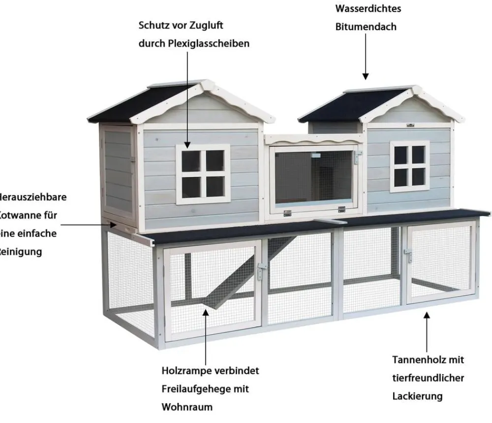Dehner Lieblinge Nagerheim Refugio, ca. B190/H117/T76 cm Hellblau Outlet